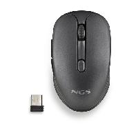 NGS EVO Rust Black - Ratón inalámbrico Recargable de 2,4 GHz para Ordenador/Portátil/MacBook/PC/Mac/iPad/Tablet, Teclas Silenciosas, 3 Niveles de dpi: 800/1200/1600, Diseñado para Diestros, Negro