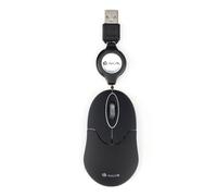 NGS SIN BLACK - Ratón Óptico 1000dpi con Cable Retráctil USB, Ratón para Ordenador o Portátil con 2 Botones, Ambidiestro