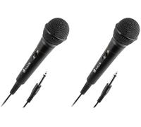 NGS Singer Fire - Micrófono Vocal Dinámico, Micrófono con Cable de 3 Metros, Conexión Jack 6,3mm y Botón On/Off (Paquete de 2)