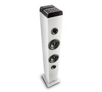 NGS Sky Charm Pro White - Torre de Sonido 50W con Bluetooth 5.4, Óptica, USB, AUX-IN, Radio FM, Función Broadcasting, Entrada Micrófono Karaoke, Mando a Distancia, Blanco