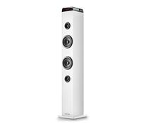 NGS Sky Charm Pro White - Torre de Sonido 50W con Bluetooth 5.4, Óptica, USB, AUX-IN, Radio FM, Función Broadcasting, Entrada Micrófono Karaoke, Mando a Distancia, Blanco