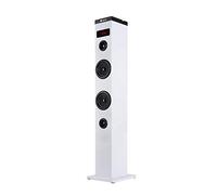 NGS Sky Charm White- Torre de Sonido Bluetooth 50W con Mando a Distancia, Entrada Óptica, USB, Radio FM y AUX IN (Color Blanco)