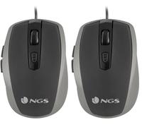 NGS Tick Silver - Ratón Óptico 800/1600dpi con Cable USB, Ratón para Ordenador o Portátil con 6 Botones, Ergonomia para Diestros, Plateado y Negro (Paquete de 2)