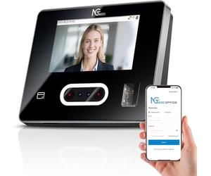 NGTeco Reloj de Fichar Cloud, Basado en la Nube con Pantalla Táctil, Reconocimiento Facial/Huella Dactilar/Tarjeta/Pin, WiFi de 2,4 GHz y 5 GHz, Contiene 10 Tarjetas IC, Sin Cuota Mensual