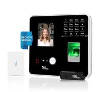 NGTeco WiFi Control Horario Empleados, Maquina fichar empleados español con códigos Facial, de Huella Dactilar, RFID y Pin, máquina de fichar empleados con App biométrica para iOS/Android(MB2)
