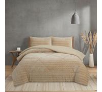 NH NOVOTEXTIL HOGAR Edredón Invierno Sherpa Cama 135 (230x260) Extra Grueso 560gr/m2 Efecto Borreguito - Edredón Suave, Cálido y Transpirable con 2 Fundas Almohada (50x70) (Cracovia Beige)