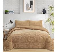 NH NOVOTEXTIL HOGAR Edredón Invierno Sherpa Cama 135 (230x260) Extra Grueso 560gr/m2 Efecto Borreguito - Edredón Suave, Cálido y Transpirable con 2 Fundas Almohada (50x70) (Azov Beige)