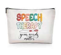 NHABAOVIEC Regalos de terapia del habla, regalos para patólogos del habla, bolsa de maquillaje cosmética SLP, regalos de cumpleaños, Navidad, Acción de Gracias para terapeuta del habla, bolsa de mano