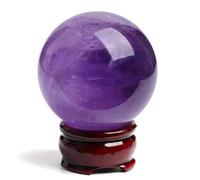 NHDVDVAV 7cm, Bola de Cristal de Cuarzo Amatista, Esfera de Cristal Natural para decoración del hogar y la Oficina, Esfera de Cristal curativo y Esfera de meditación para la Sala de Estar