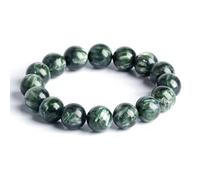 NHDVDVAV 9mm, Pulsera de Cuentas de serafinita Verde Natural, Pulseras elásticas de Cristal de dragón Verde para meditación, Yoga, sanación Espiritual y energía Positiva