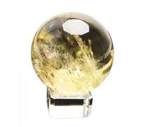 NHDVDVAV Adorno de Bola de Cristal Amarillo Natural, Bola de Citrino Feng Shui para el hogar, Adorno de Cristales de Cuarzo, Esfera de Regalo, Bola de adivinación Redonda Pulida,55mm