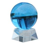 NHDVDVAV Bola de Cristal Azul Feng Shui, Bola de Cristal Transparente Hecha a Mano con Soporte, Esfera de Cristal mágico para meditación y decoración del hogar,15cm