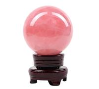 NHDVDVAV Bola de Cristal de Cuarzo Rosa Natural, Esfera Decorativa con Base Delicada, Adorno de Cristal Rosa para decoración del hogar, inauguración de la casa y exhibición Festiva,3.5"(9cm)