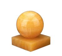 NHDVDVAV Bola de Cristal de Jade Beige Natural con Base de Jade Amarillo, Figura escultórica de Bola de Cristales curativos, Bola Decorativa Que atrae Riqueza y Estabilidad,4.7"(12cm)