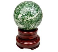 NHDVDVAV Bola de Cristal de Jade Natural Qinghai - Esfera de meditación Verde Esmeralda, espécimen Mineral Decoración Feng Shui, colección y Adorno para el hogar de la Sala de Estar