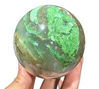 NHDVDVAV Bola de Cristal de Jade Verde Africano para decoración del hogar, Esfera Decorativa, Elegante Adorno de Piedra de Cristal para el hogar y la Oficina, adivinación Feng Shui,50~60mm