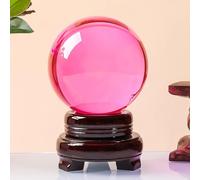 NHDVDVAV Bola de Cristal Transparente Feng Shui, Bola de Cristal Multicolor Hecha a Mano con Soporte de Madera, Elegante Bola de Cristal para adivinación, Bolas de Cuarzo para fotografía,B,20cm