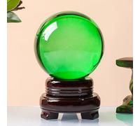 NHDVDVAV Bola de Cristal Transparente Feng Shui, Bola de Cristal Multicolor Hecha a Mano con Soporte de Madera, Elegante Bola de Cristal para adivinación, Bolas de Cuarzo para fotografía,H,12cm