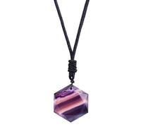 NHDVDVAV Collar con Colgante de Estrella Hexagonal de Cristal de fluorita arcoíris Natural para Mujeres y Hombres, con Cadena de Nailon Ajustable, Collares de Cuarzo Reiki