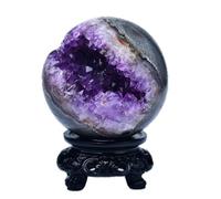 NHDVDVAV Esfera de Piedra geoda de Amatista Sonriente, Cristales curativos Naturales de Reiki, Escultura de Bola de Piedra Preciosa para decoración del hogar, Adorno de Feng Shui,200~250g