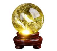 NHDVDVAV Esfera de Piedra Preciosa Amarilla Natural, Bola de Cristal de Citrino Tallada a Mano, orbe de Piedra Natural para decoración de Sala de Estar, Dormitorio y Oficina según el Feng Shui.,70mm