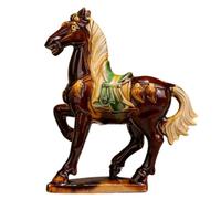 NHDVDVAV Estatua de cerámica de Caballo Tricolor de la dinastía Tang, Escultura Tradicional China de Caballo Feng Shui, decoración de cerámica hogar, la Oficina o la estantería,A
