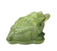 NHDVDVAV Estatua de Rana de la Fortuna de Tres Patas de Jade serpentino Verde Natural, Figura Decorativa Feng Shui para la estantería de la Sala de Estar,24 * 18 * 16cm