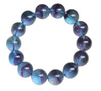 NHDVDVAV Pulsera de Cuentas de fluorita Azul Hielo Natural para Mujer, Pulseras elásticas de Cristales con Cuentas, Regalos de joyería para cumpleaños, San Valentín y Navidad para Ella,14mm
