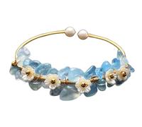NHDVDVAV Pulsera de Cuentas de Piedras Preciosas Naturales, Brazalete Ajustable con Cristales de Aguamarina, Pulseras Hechas a Mano, joyería para cumpleaños, Navidad y para Mujeres