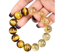 NHDVDVAV Pulsera de Ojo de Tigre Natural y Cristal Amarillo Super Seven, Pulsera de Cuentas de Cuarzo y Citrino, joyería elástica, Regalos para cumpleaños y San Valentín