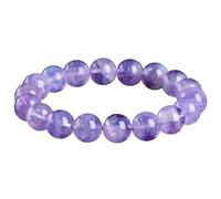 NHDVDVAV Pulsera elástica de Cuentas Redondas de Cristal de Jade púrpura Natural, Pulseras de Piedras Preciosas con Cuentas de Amatista, joyería para la Prosperidad y la Buena Suerte.,19~19.8mm