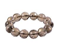 NHDVDVAV Pulsera elástica de Piedras Preciosas Naturales de 16 mm para Mujeres y Hombres, Pulseras de Cuentas Redondas facetadas de Cuarzo Ahumado para meditación, Yoga, joyería Espiritual