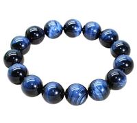NHDVDVAV Pulseras de Cristal para Hombre y Mujer, Pulsera Unisex de Cuentas de Ojo de Tigre Azul Natural, Regalos de Cristal con Cuentas de Piedra Redonda para cumpleaños y Aniversarios,12mm