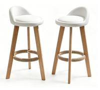 NHDVDVAV Taburetes de Bar con Respaldo bajo de Mediados de Siglo,Taburetes Bajos de Altura del Asiento de 27,55 pul,C,Set of 2