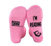 Nhemeylp Regalos para amantes de los libros para mujeres y hombres, SHHH! I'm Reading, calcetines esponjosos novedosos, rosa, Altoa única