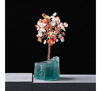 NHKSFBLQ 1PC Crystal Rubble Fortune Tree Rough Crystal Flower Tree Irregular Rose Quartz Raw Stone Base Home Decoration Ornaments (Color : Agate G)