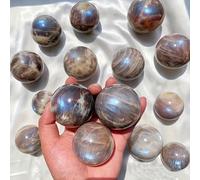 NHKSFBLQ 1pc Moonstone Sunstone Sphere - 7.5-8cm Blue Flash Crystal for Spiritual, Home & Office Decor (Sphere, Stone)?