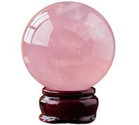 NHKSFBLQ Big Crystal Ball Polished Rose Quartz Sphere Decorative Sphere Crystals Ball with Wooden Stand Ith Wooden Standhealing Stone Crafts Home Decor Ornament Gifts,90mm