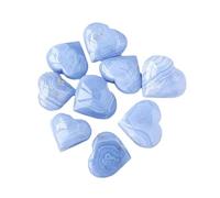 NHKSFBLQ Blue Lace Agate Heart Stone - 0.98-1.97 Inches (25-50 g) Polished Crystal Heart Figurine for Balance and Home Décor