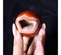 NHKSFBLQ Crystal Red Twisted Agate Geode Crystal Ball Red Agate Raw Stone Polished Ball Home Decoration Ornaments,4~5cm