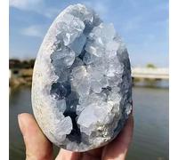 NHKSFBLQ Crystals Stones Egg Shaped Blue Celestite Crystal Cluster Geode Rock Home Decor Ornaments (Size : 60-80mm)