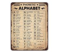 NHKSFBLQ NATO Phonetic Code Chart with Morse Code Metal Tin Sign Pilot Gift for Man Cave Home Office Wall Decor 8 X 12 in