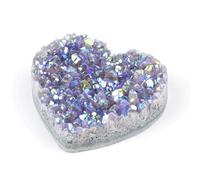NHKSFBLQ Rainbow Heart Shape Amethyst Cluster,Titanium Coated Angel Aura Druzy, Quartz Rough Stone for Home Decoration,1pcs