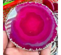 NHKSFBLQ Red Crystal Agate Slab Geode Slice Crystal Coaster Ornaments (Size : 2pcs)