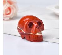 NHKSFBLQ Stone Skull Amethyst Skull Crystal Crafts Home Decoration Polished Figurine Halloween Ornaments Gift (Color : Red Jasper, Size : 1.5inch)