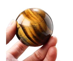 NHKSFBLQ Tiger Eye Stone Crystal Ball Polished Crystal Gemstone Ball Collcetible Ball Sculpture Figurine for Divination Yoga FengShui Decoration,50mm