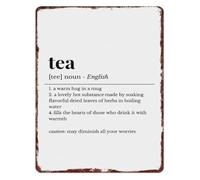 NHKSFBLQ Witty Tea Definition Metal Plaque Vintage Style Decor for Tea Enthusiasts Kitchen Cafe Pantry 8 X 12 in