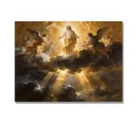 NHLDZYH Ascensión de Jesús Cuadro Lienzo, Arte Religioso para Pared con Ángeles y Nubes, Decoración Religiosa para Sala o Dormitorio, Regalo Espiritual para Creyentes. A40. 40x50cm. Solo Lienzo
