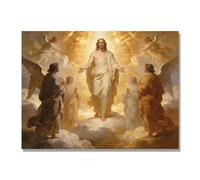 NHLDZYH Ascensión de Jesús Cuadro Lienzo, Arte Religioso para Pared con Ángeles y Nubes, Decoración Religiosa para Sala o Dormitorio, Regalo Espiritual para Creyentes. A51. 80x105cm. Solo Lienzo