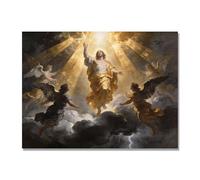 NHLDZYH Ascensión de Jesús Cuadro Lienzo, Arte Religioso para Pared con Ángeles y Nubes, Decoración Religiosa para Sala o Dormitorio, Regalo Espiritual para Creyentes. A68. 60x80cm. Solo Lienzo